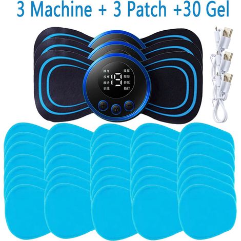 Patch électrique de massage cervical et dorsal EMS avec écran LCD, 8 modes, stimulateur musculaire à impulsions, portable, soulagement de la douleur01070-AquaForge