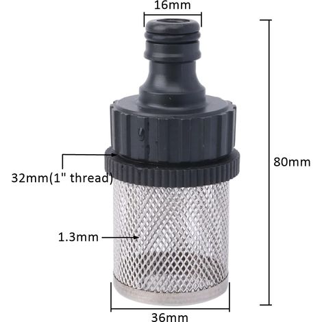 (A3) Raccord rapide de 16 mm pour tuyau d'arrosage avec filtre intégré, compatible avec les systèmes d'arrosage automatiques et les pompes à eau. (1/5)