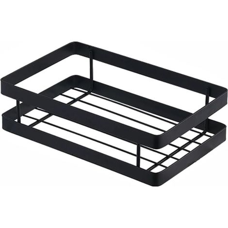 Cestino portaoggetti spesso, mensola da cucina, mensola da bagno, nero (20 cm) (1/4)