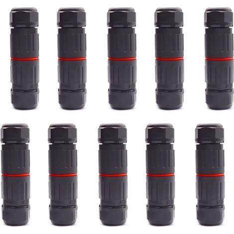 BUNTHAUS 10 PCS IP68 Etanche Connecteur de Câble Electrique, Femelle 3 Broches Connecteurs Etanches Prise de Courant Extérieure Raccord de Connecteur Fil Etanche