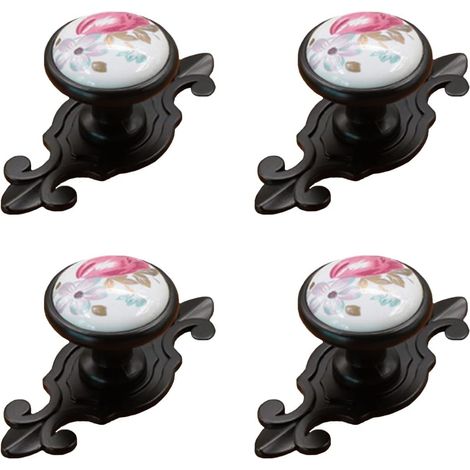 JSSEVN - Retro Antique Vintage Furniture Knobs Drawer Cabinet Handles Ceramic Pull Knob, Cupboard Door Knobs Drawer Handles 4PCS (1/5)