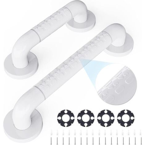 Barres d'appui pour toilettes, 2 pièces, poignée de sécurité pour baignoire, antidérapantes, en acier inoxydable, pour e (1/5)