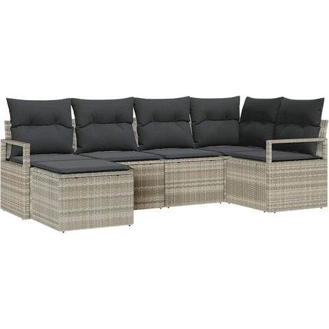Maison Exclusive - Sofa Set 6 pcs Hellgrau Poly-Rattan