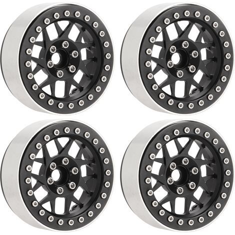 2,2 Zoll große Beadlock-Felgen aus Aluminiumlegierung für ferngesteuerte 1/10-Modellautos, schwarz. (1/5)
