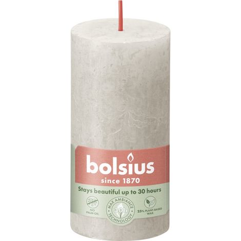 Bolsius Rustik Stumpenkerze sandgrau, Höhe 10 cm, Ø 5 cm Stumpen- und Kugelkerzen