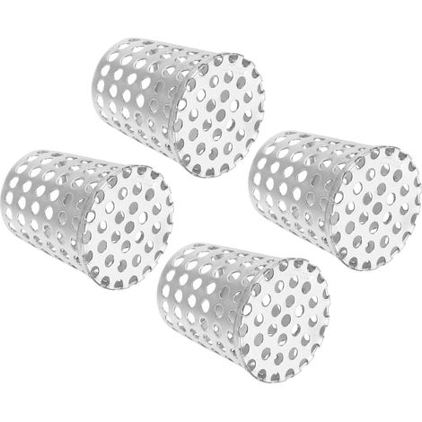 Garde-Gouttière Filtre 2"-1.6", 4 Pack PVC Bouchon De Finition Grille D'Aération Couverture En Acier Inoxydable Conique Couverture D'Échappement Filtre Grille Pour Descente Argent (1/5)