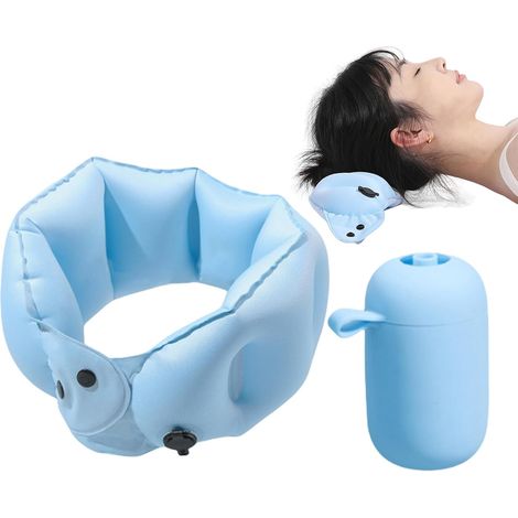Oreiller de Voyage Gonflable Coussin de Voyage Soufflé - Support Coussin de Sommeil pour Camping Avion Extérieur Adultes Voiture Route Sports Maison Voyages (1/5)