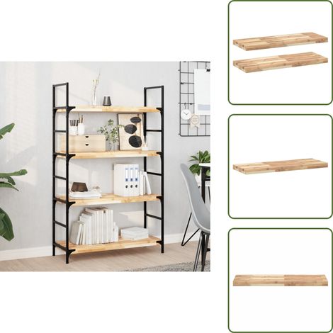 The Living Store Étagères flottantes 2 pcs 80x30x4 cm acacia massif non traité - Etagere Murale - Étagère Flottante - Rangement Mural - Decoration Murale - Bois D'acacia (1/5)