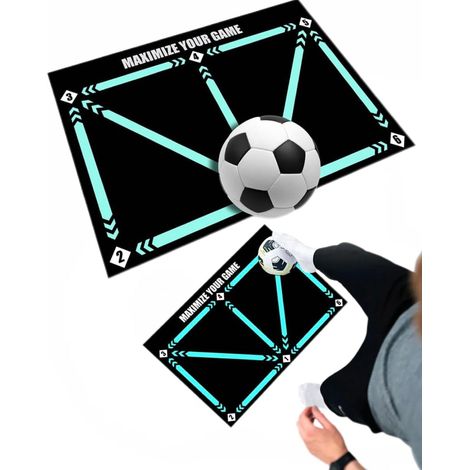 Tapis Football Entraînement - 1 Pièce - PVC Antidérapant - Dribble et Contrôle de Balle - Pour Enfants et Joueurs - 90x60 cm (1/5)