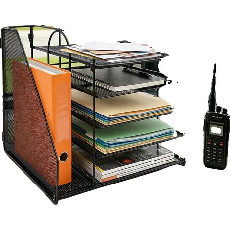 Organizzatore da scrivania a 5 ripiani, in metallo SPCC, da appoggio su tavolo, richiede montaggio, stile moderno. (1/5)