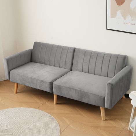 Canapé-lit 140x200cm avec lit gigogne, compartiment de rangement, étagère ouverte, port de charge, sans matelas, blanc (1/5)