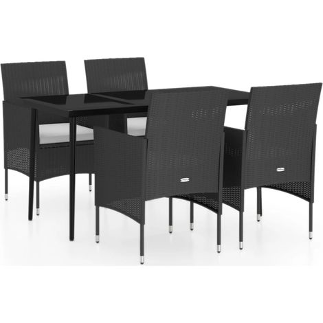 Maison Exclusive - 5-tlg. Garten-Essgruppe mit Kissen Schwarz