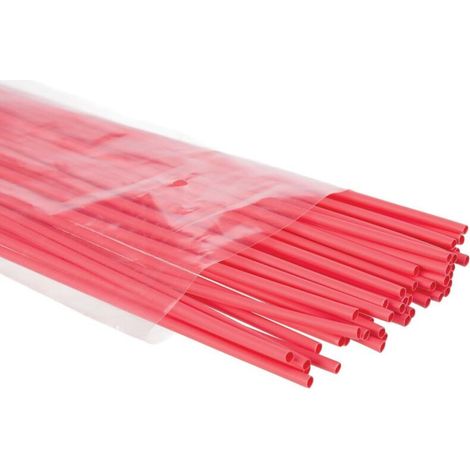 Gaine Thermoretractable - Rapport 2:1 - Diamètre Avant Rétraction 2.4 mm - Rouge - 50 Pièces (1/2)