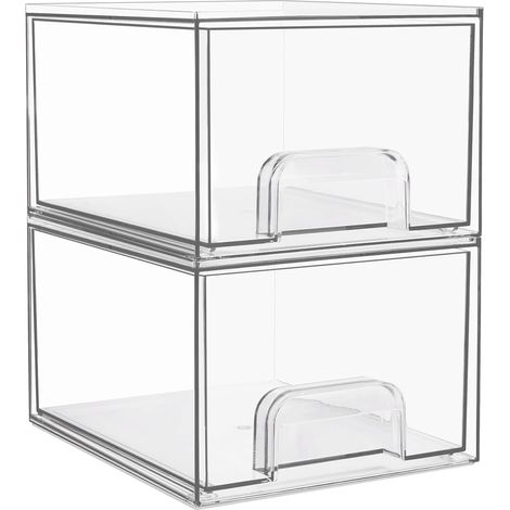 Boîtes de rangement empilables, organisateurs de salle de bain en acrylique, rangement pour garde-manger et maison (1/5)