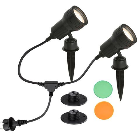 LED Außenstrahler Erdspieß dimmbar Farbfilter 2xGU10 IP44 3W schwarz Briloner