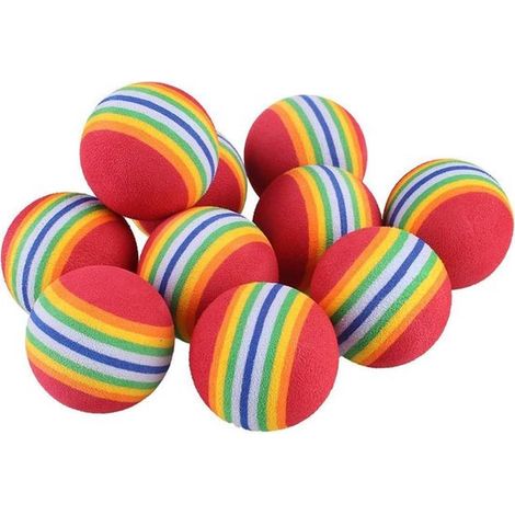 Balle Speelgoed pour Chatons et Chiens Actifs - Balles en Mousse Souple - 3, 5 cm - Couleurs Arc-En-Ciel - Lot de 10 (1/5)