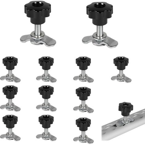 12x Rail D'arrimage D'extrémité M8x40mm, Rail D'arrimage Single 500 daN avec Poignée Boutons en Etoile Ferrures de Rechange, Airline Ferrure D'extrémité en Acier Galvanisé (1/5)