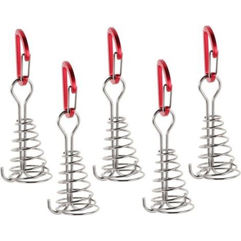 Set of 5 Tent Pegs, Tent Accessories, Rope Tensioner, Round Tube, Windproof Hook, Outdoor Anchor Stakes (1/4)