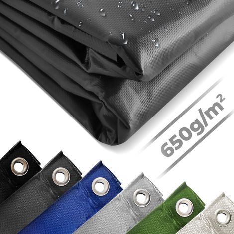Telone Occhiellato - Impermeabile, 4 x 5 m, Poliestere Rivestito in PVC 650 g/m², Antistrappo, Antivento, Antracite - Telo di Pr (1/2)