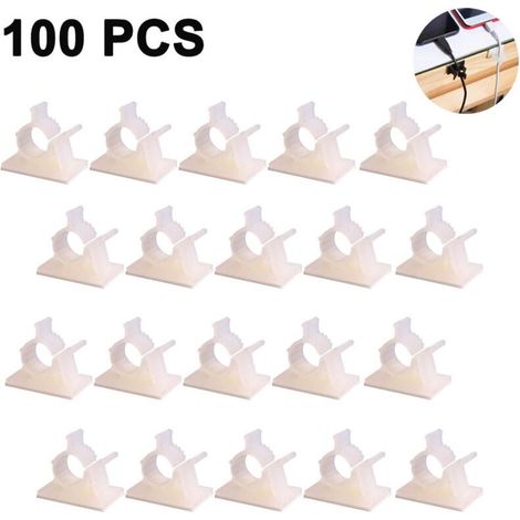 Clips De Câbles Support De Câble Auto-Adhésifs Vielzwecke De Câbles Cable Organizer, Set De 100 Pièces Réglable Presse-Étoupes Réglable Adhésif En Nylon Fil De Bornes (1/5)