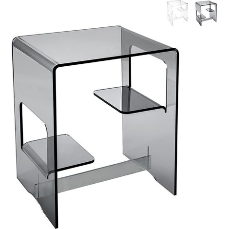 Tavolino da salotto comodino per camera in plexiglass trasparente Enan - Trasparente Fumé