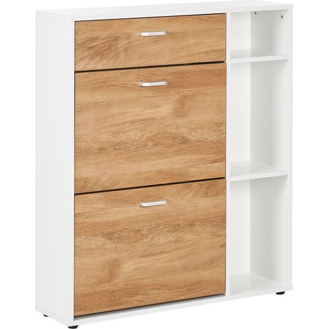 Shoe Storage Cabinet MACKAY Light Brown/ White