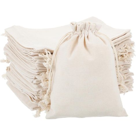 Lot de 30 petits sacs cadeaux en coton - 9 x 12 cm - Petits sacs en toile de jute pour bijoux, mariage, No毛l, f锚te