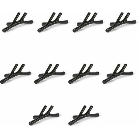 Lot de 10 boutons de porte vintage en alliage de zinc en forme de branches pour placard, tiroir, placard, meuble de cuisine, chambre à coucher (noir) (1/5)