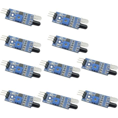 10 pièces LM393 Module de barrière infrarouge Obstacle Évitement Capteur de détection Reconnaissance de lignes noir et blanc Distance réglable Interrupteur photoélectrique (1/5)