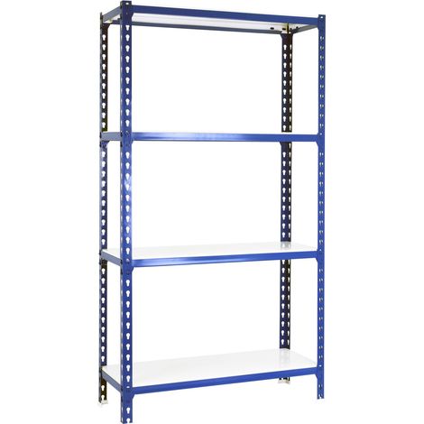 SIMONCLICK Étagère 4 étagères en métal sans vis (150x110x50cm) BLEU ET BLANC