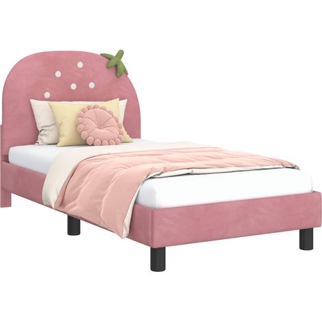 Children's Bed Frame with Headboard Pink 80 x 160 cm Velvet vidaXL
