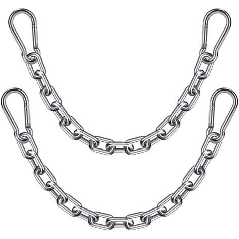 2 Sac de Boxe Chaînes et 4 Mousquetons, 304 Acier Inoxydable Chaise Suspendue Chaîne pour Hamac, Quincaillerie pour Balançoire Intérieure et Extérieure, Sac Lourd Suspendu, Max 453kg (1/5)