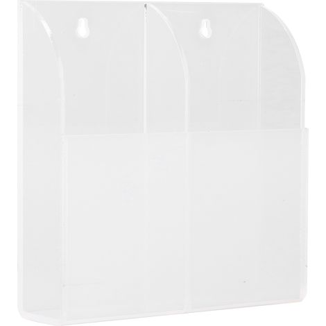 Support mural simple pour télécommande en acrylique, organisateur multimédia transparent, présentoir à cosmétiques 2 cellules (1/5)