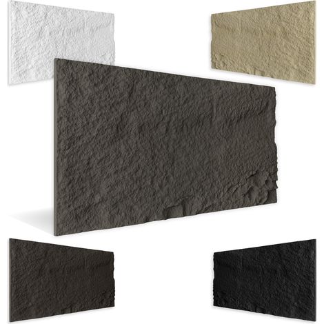 HEXIM 3D Steinoptik PU Wandpaneele 120x60cm Stone Wandverkleidung Bruchstein Felsen Platten Stein: A002-04 Grey, 3 Paneele (1/5)