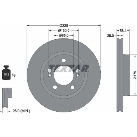 Lot de 2 Disques de frein Textar 92332803 KG MOBILITY 4144136000 4144136001