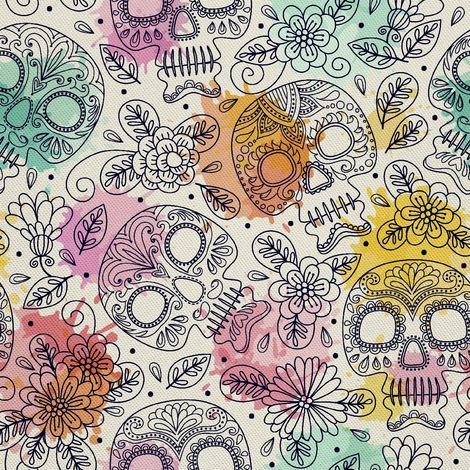 Tela Oxford decorativa para exteriores con motivos del Día de Muertos mexicano. (1/5)