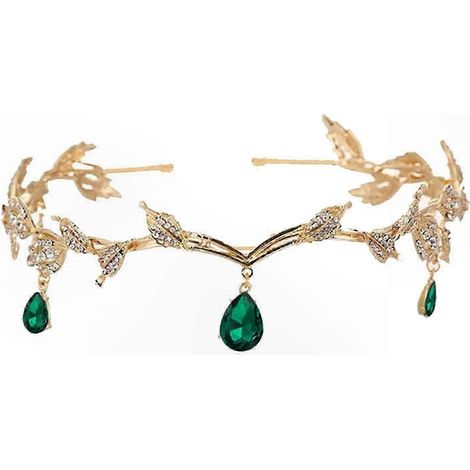 Strass-Blatt-Tiara, Haarband aus Legierung für Damen, Vintage-Prinzessinnen-Retro-Brautkrone, Kristall-Haarschmuck für die Hochzeit (1/5)