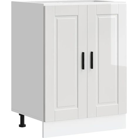 Mueble de cocina moderno con almacenamiento optimizado 60 x 46 x 81,5 cm fabricado en madera de ingeniería blanca brillante 020050234 (1/5)