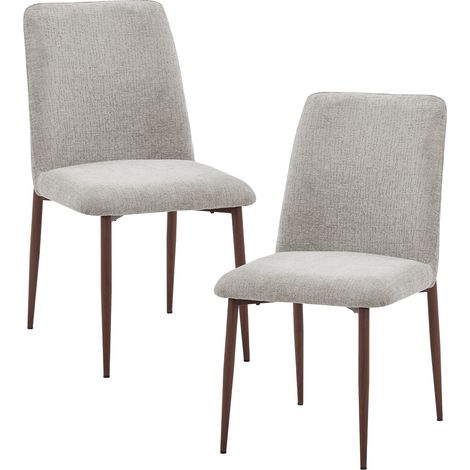 SELIA - Lot de 2 chaises en tissu taupe clair pieds couleur bois foncé