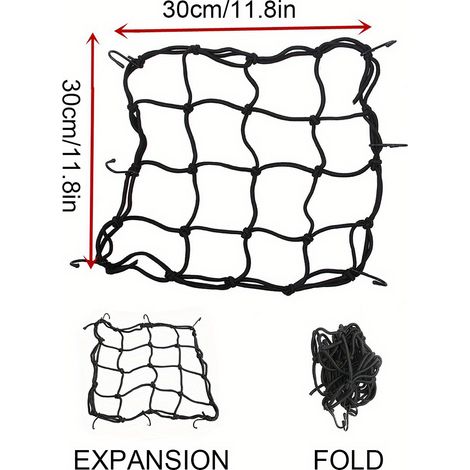 Filet à bagages pour véhicule tout-terrain, poche filet élastique pour porte-bagages, filet de chargement de coffre, filet de sécurité et protection, couleur noire (1/5)