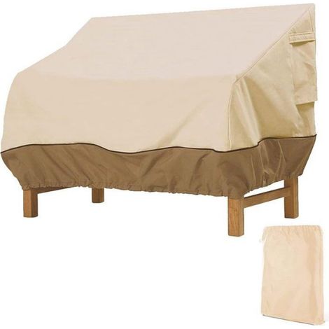 Housse de Banc 2 Places 147x83x79cm, Imperméable et Résistante au Vent - Beige (1/5)
