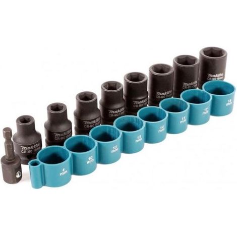 Makita B-54651 9 Piece 3/8"" Square Drive Impact Socket Set + 1/4” Hex Adapter