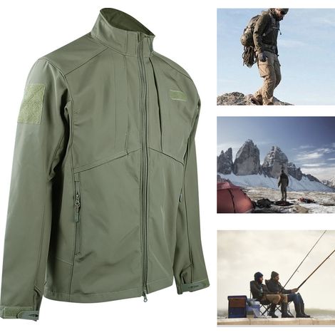 Veste de sport d'extérieur imperméable et chaude en fibre de polyester softshell, idéale pour le camping et la randonnée. Manteau polaire chaud. (1/5)