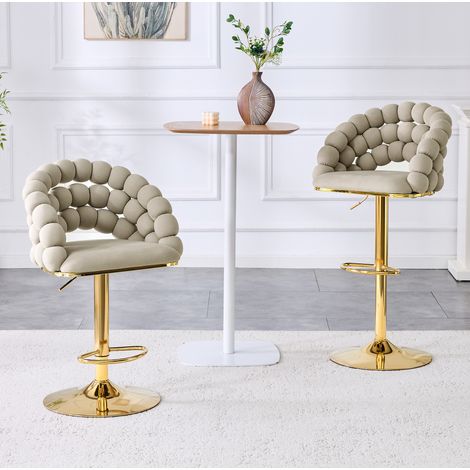 Tabourets de bar 45x52x112 cm en velours gris, relevables, pour îlot de cuisine FloraGrace (1/5)