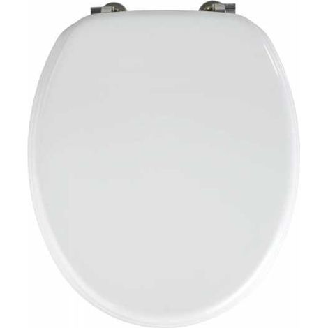 Wenko 154008100 Asse WC Valencia, Fissaggio Cromo-Metallo, Pannello Fibra di Legno Pressato, 43,5 x 37,5 cm, Bianco (1/5)