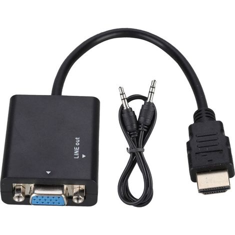 Adaptateur HDMI vers VGA Portable 1080P avec Alimentation USB et Câble Audio 3.5mm (1/5)