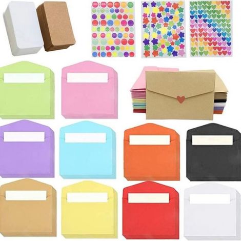 Enveloppe - 10 x 7 cm - 100 Pièces - 10 Couleurs - Avec Autocollants (1/4)