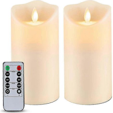 Lampe d'extérieur, étanche, flackernde bewegliche Flamme, LED-Kerzen, batterie rechargeable Kerzen mit Fernbedienung et Timer, mat-elfenbein (1/5)