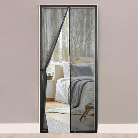 Moustiquaire Porte Fenêtre Magnétique, Noir, 120x210CM Aimantée, Fermeture Automatique, Bande Scratch 4 cm de Large, Pour Porte Fenêtre Balcon (1/5)