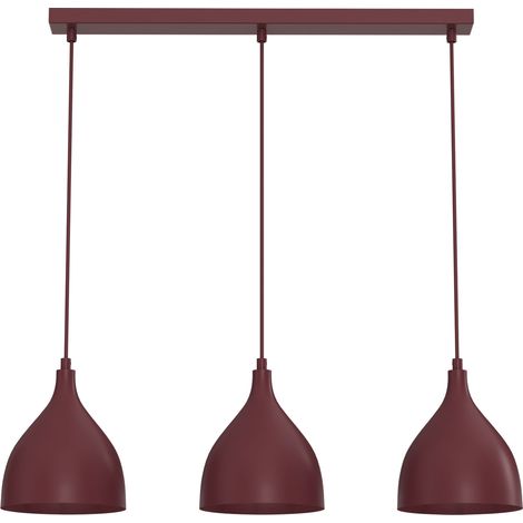 Suspension minimaliste 3 lumières bordeaux en acier E27 15W Noak Classic Luminex (1/2)